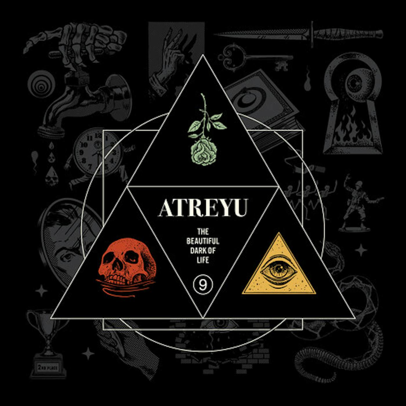 Atreyu Beautiful Dark Of Life - Red Teal & Yellow Swirl Vinyl Record