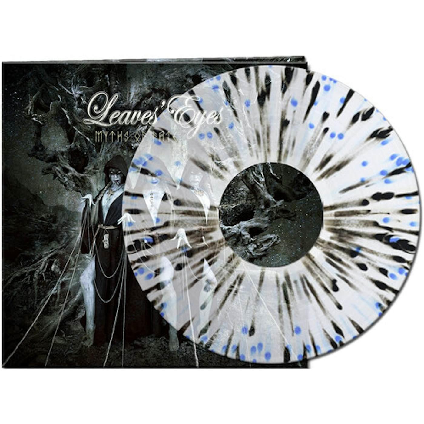 Leaves' Eyes MYTHS OF FATE - BLUE/BLACK SPLATTER Vinyl Record - Black Vinyl, Blue Vinyl