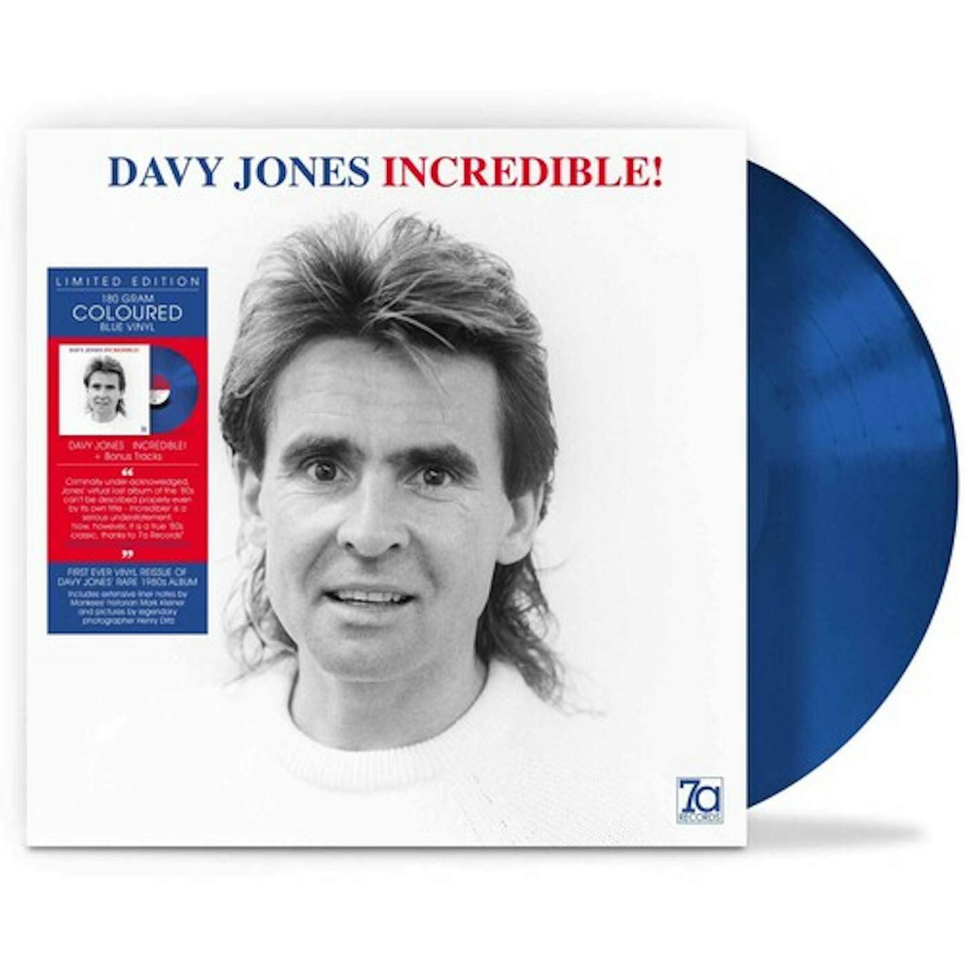 Davy Jones INCREDIBLE - BLUE VINYL Vinyl Record