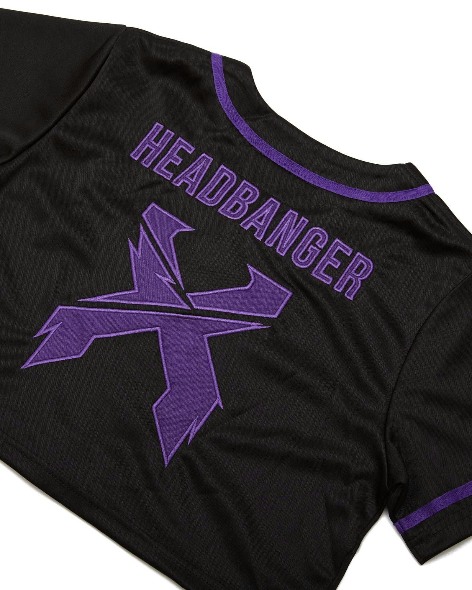 Excision Women's Crop Top Baseball Jersey Black/Purple