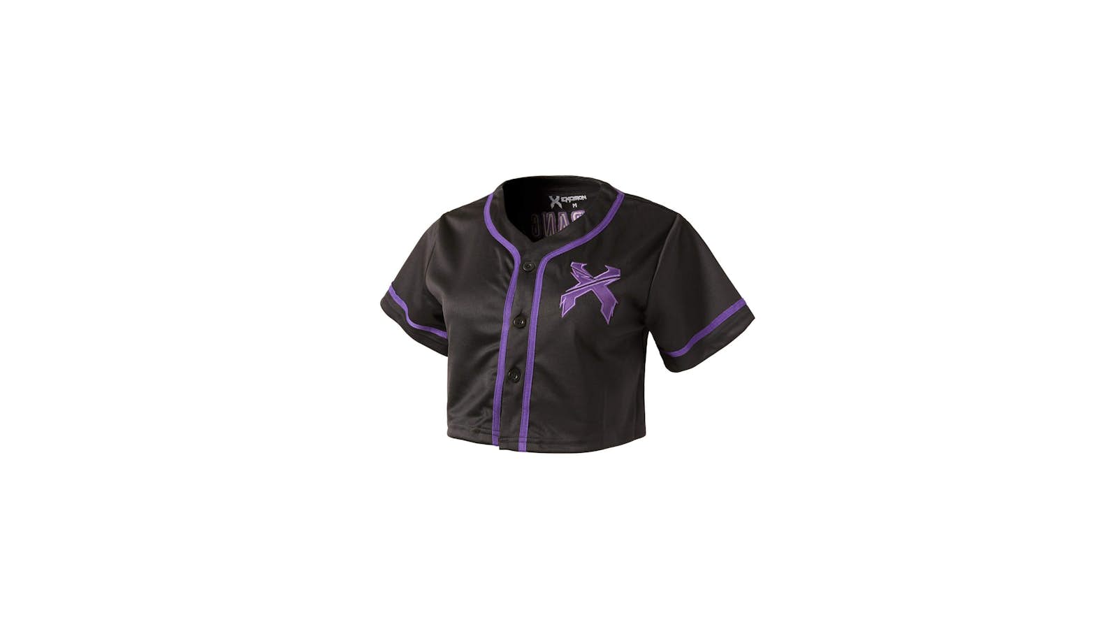 Excision Women's Crop Top Baseball Jersey - Black/Purple