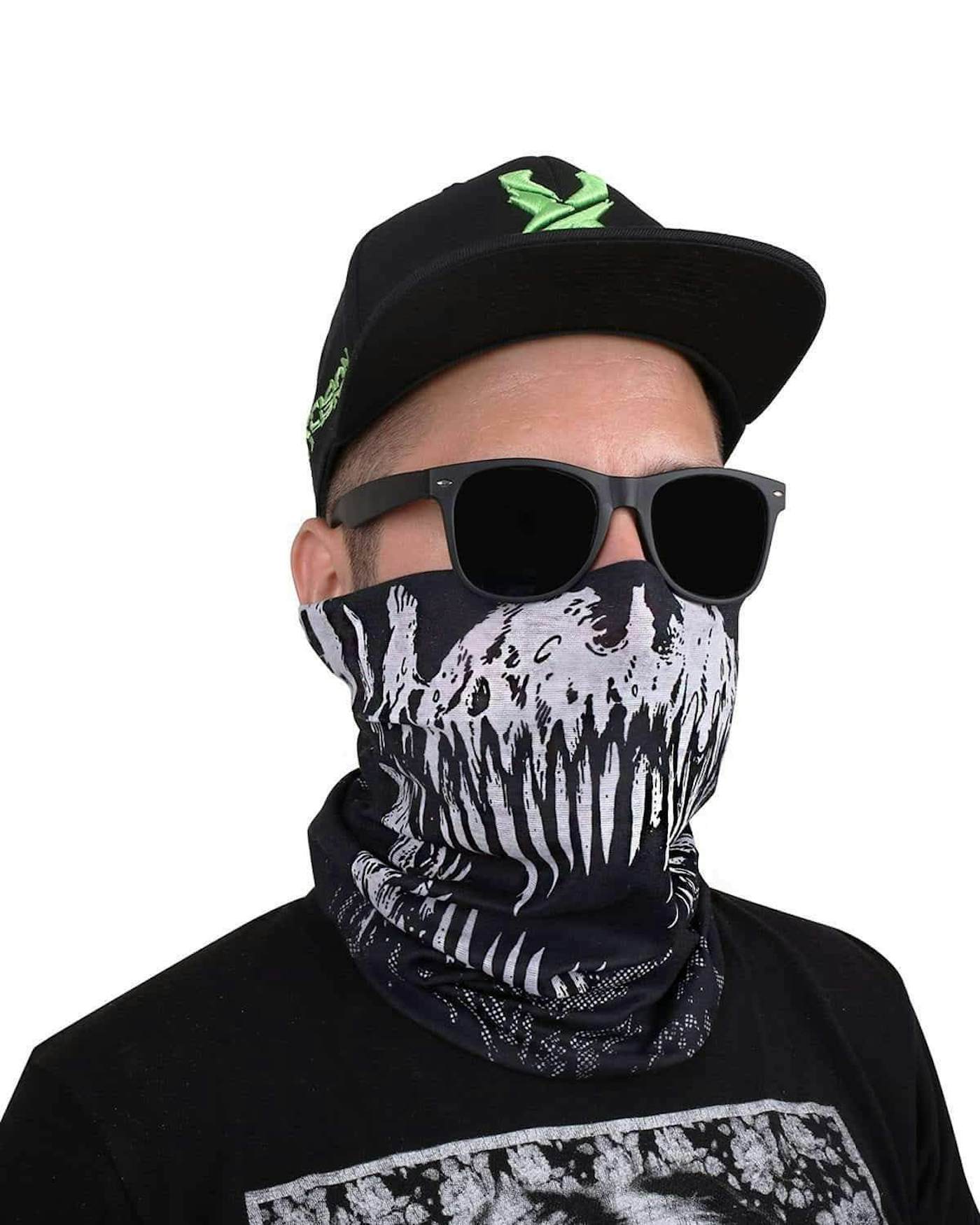 Excision All-Over 'Sliced' Logo Face Mask - Black/Grey