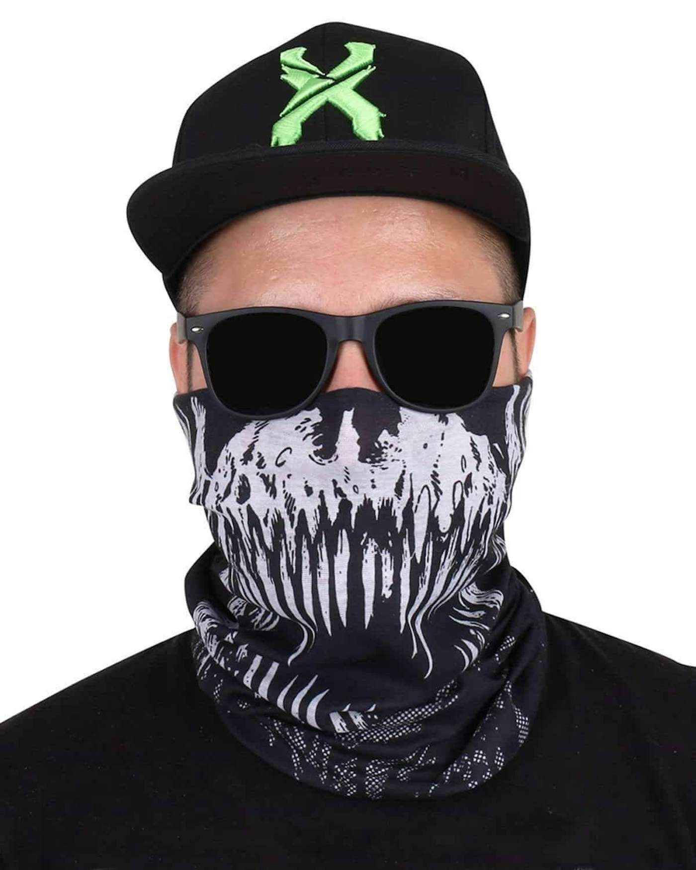 Excision All-Over 'Sliced' Logo Face Mask - Black/Grey