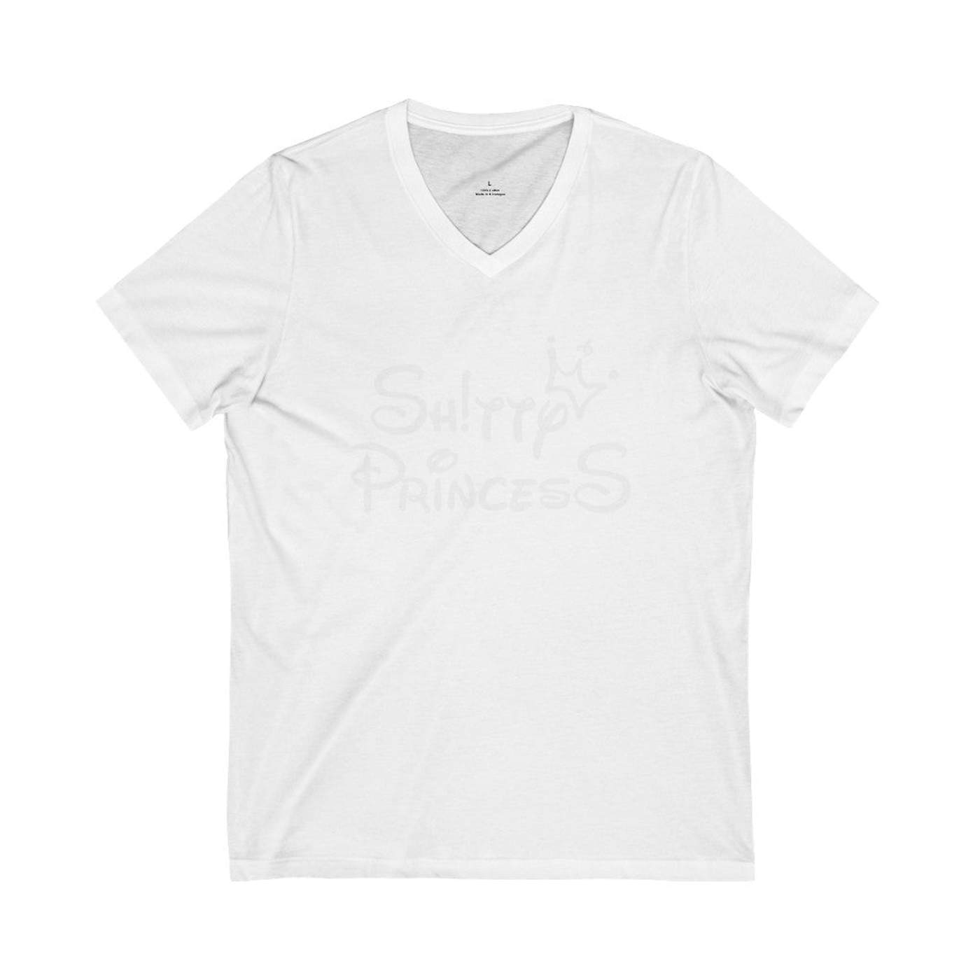 Shitty Princess Unisex Jersey Short Sleeve V-Neck Tee - White OG Logo
