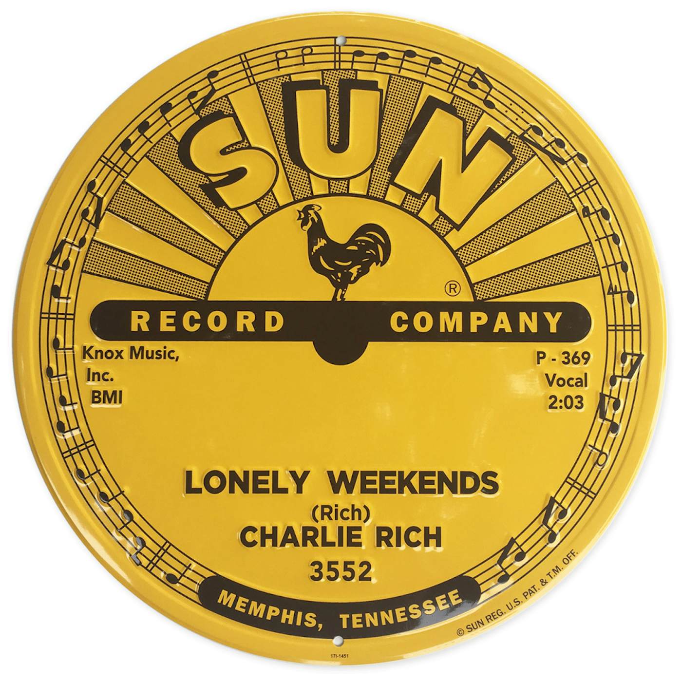 Charlie Rich Lonely Weekends Aluminum Sign