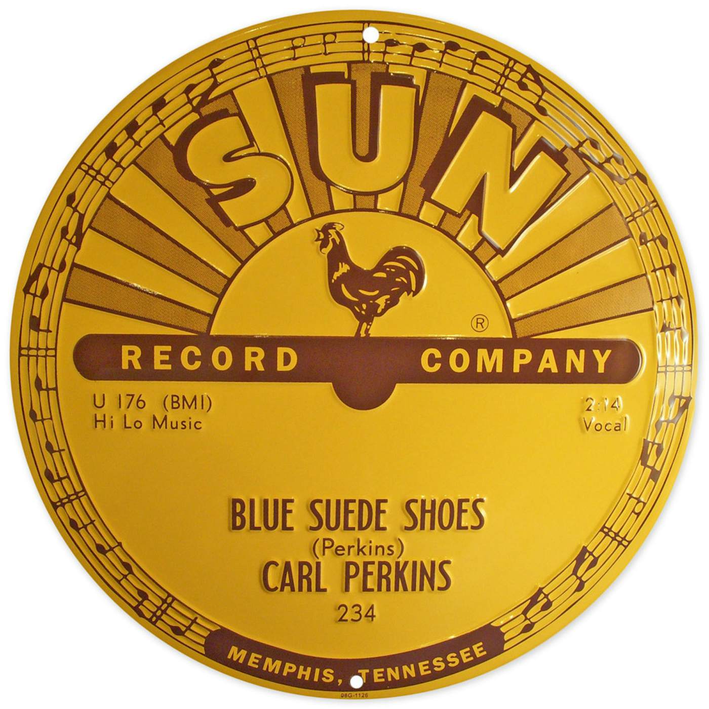 Carl Perkins Blue Suede Shoes Aluminum Sign