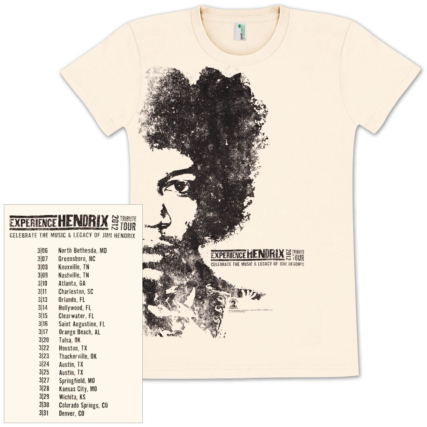 Jimi Hendrix Experience Hendrix 2012 Tour Ladies T-Shirt