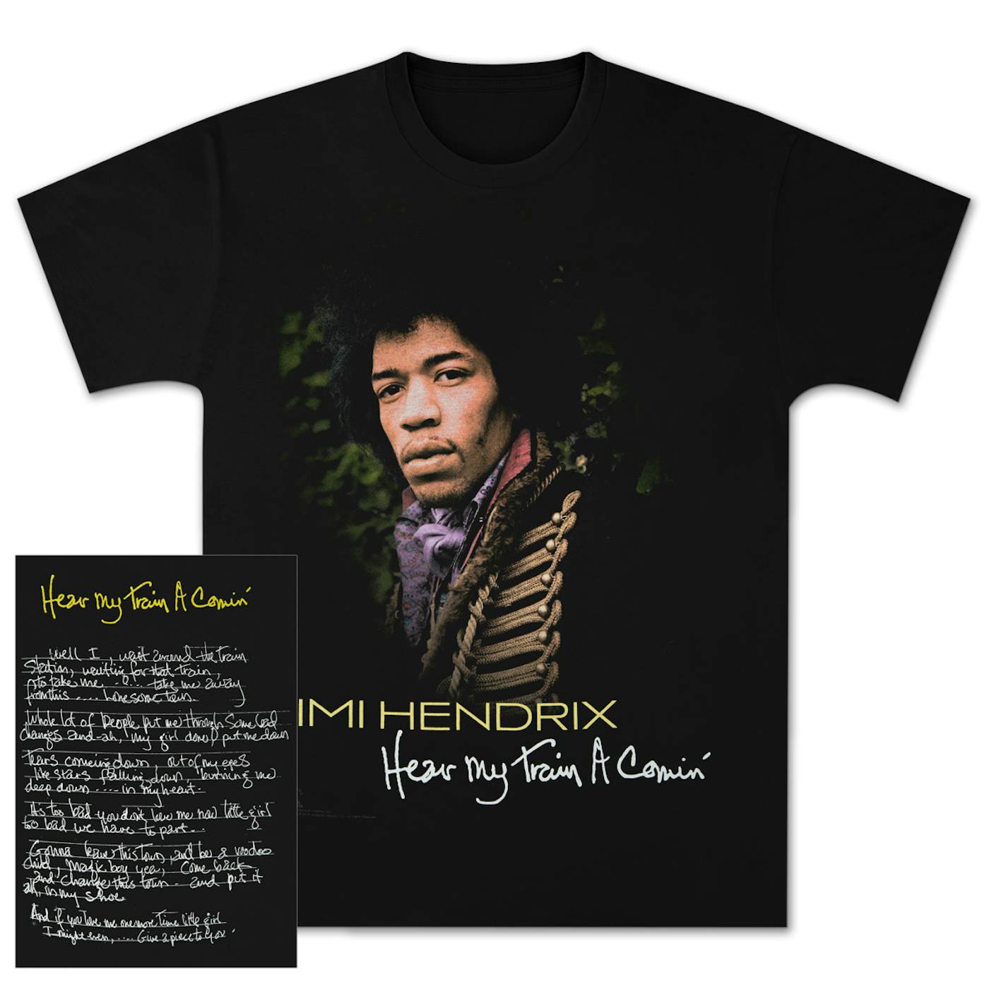 Jimi Hendrix: Hear My Train A Comin Black T-Shirt