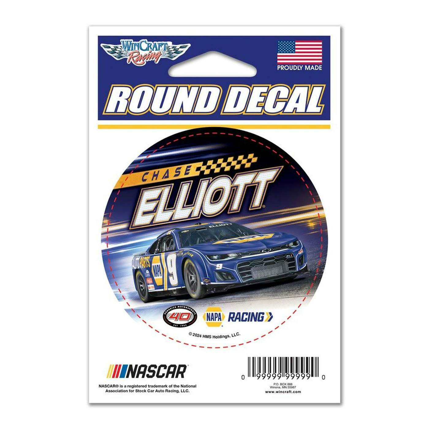 Hendrick Motorsports Chase Elliott #9 2024 3" x 3"  Round Vinyl Decal