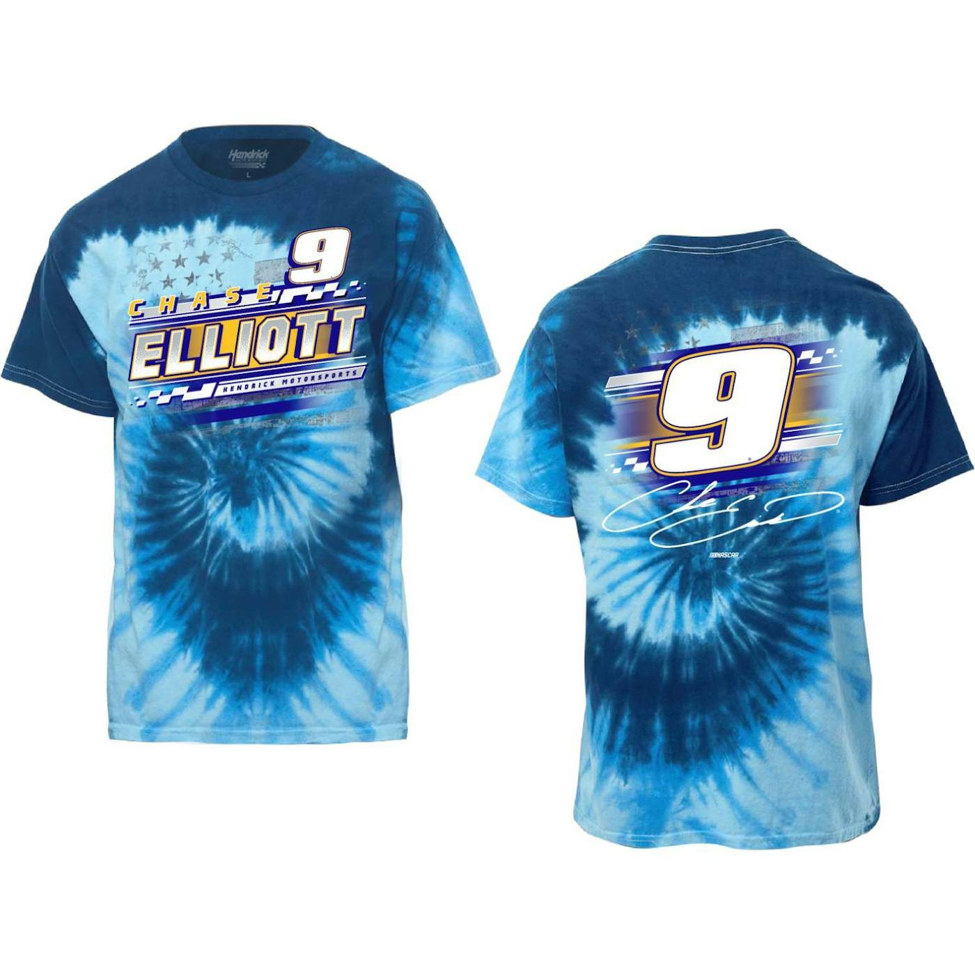 Hendrick Motorsports Chase Elliott #9 Blue Tie-Dye Patriotic T-shirt