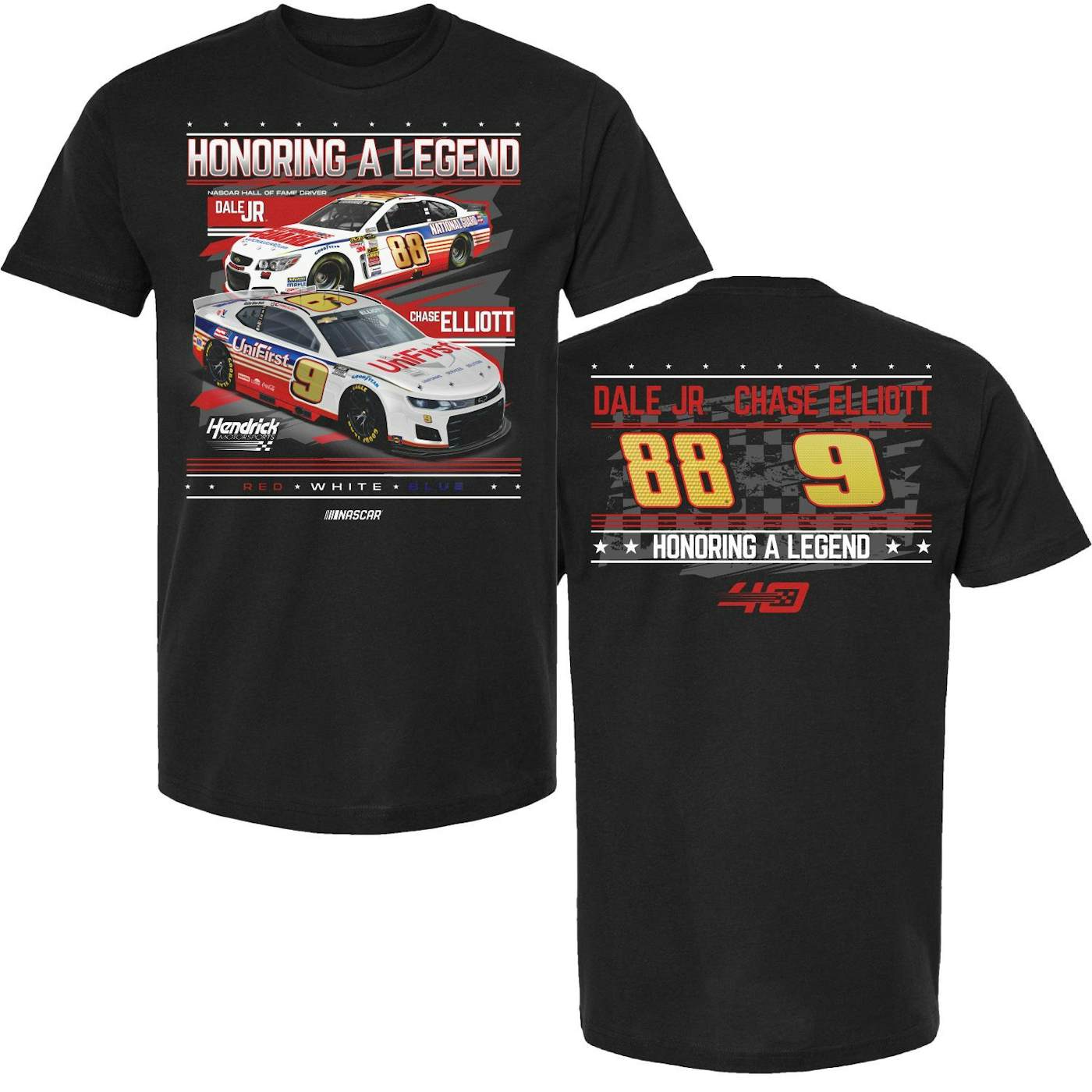 Hendrick Motorsports Chase Elliott #9 / Dale Earnhardt Jr. #88 Honoring a Legend T-shirt