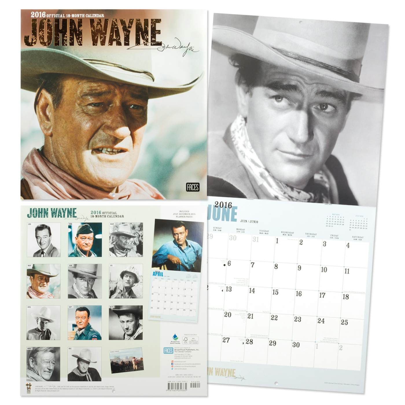 John Wayne 2016 12x12 Calendar