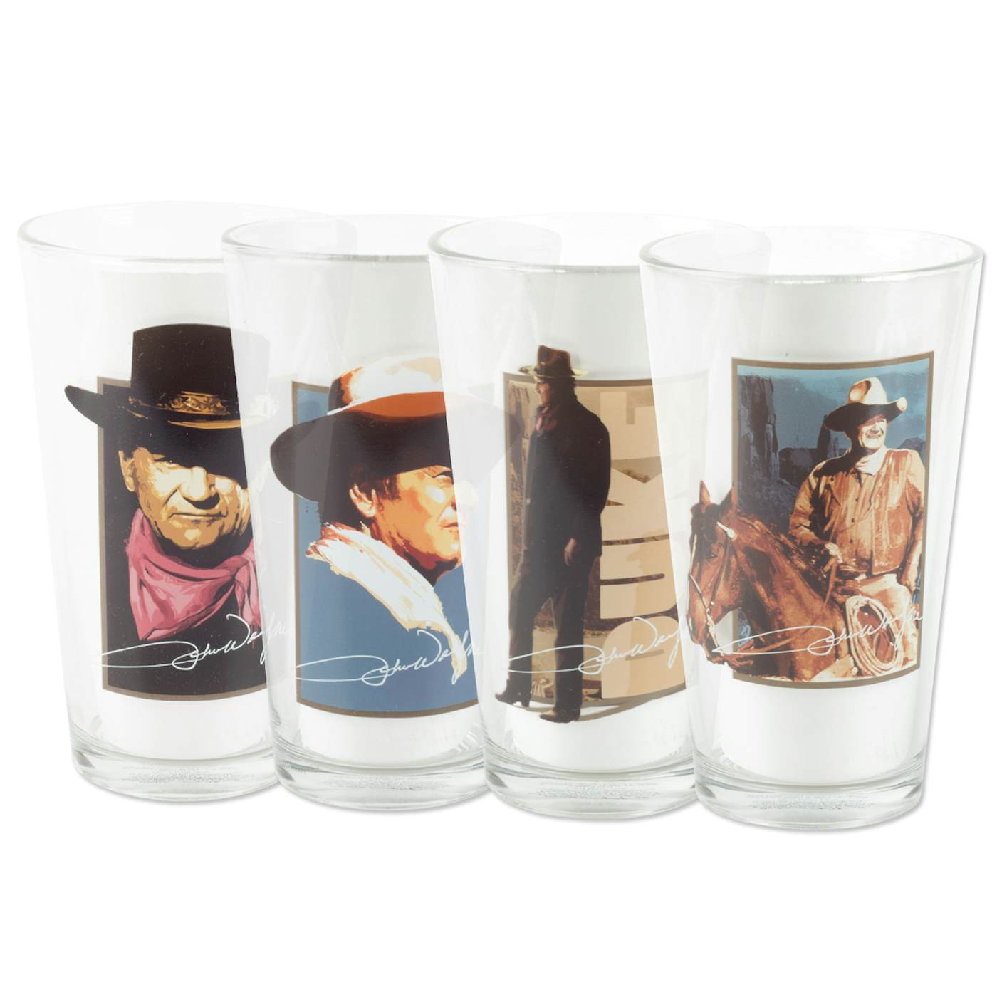 John Wayne Collectible Glass Beer Mugs - Set of 6 - 16oz.