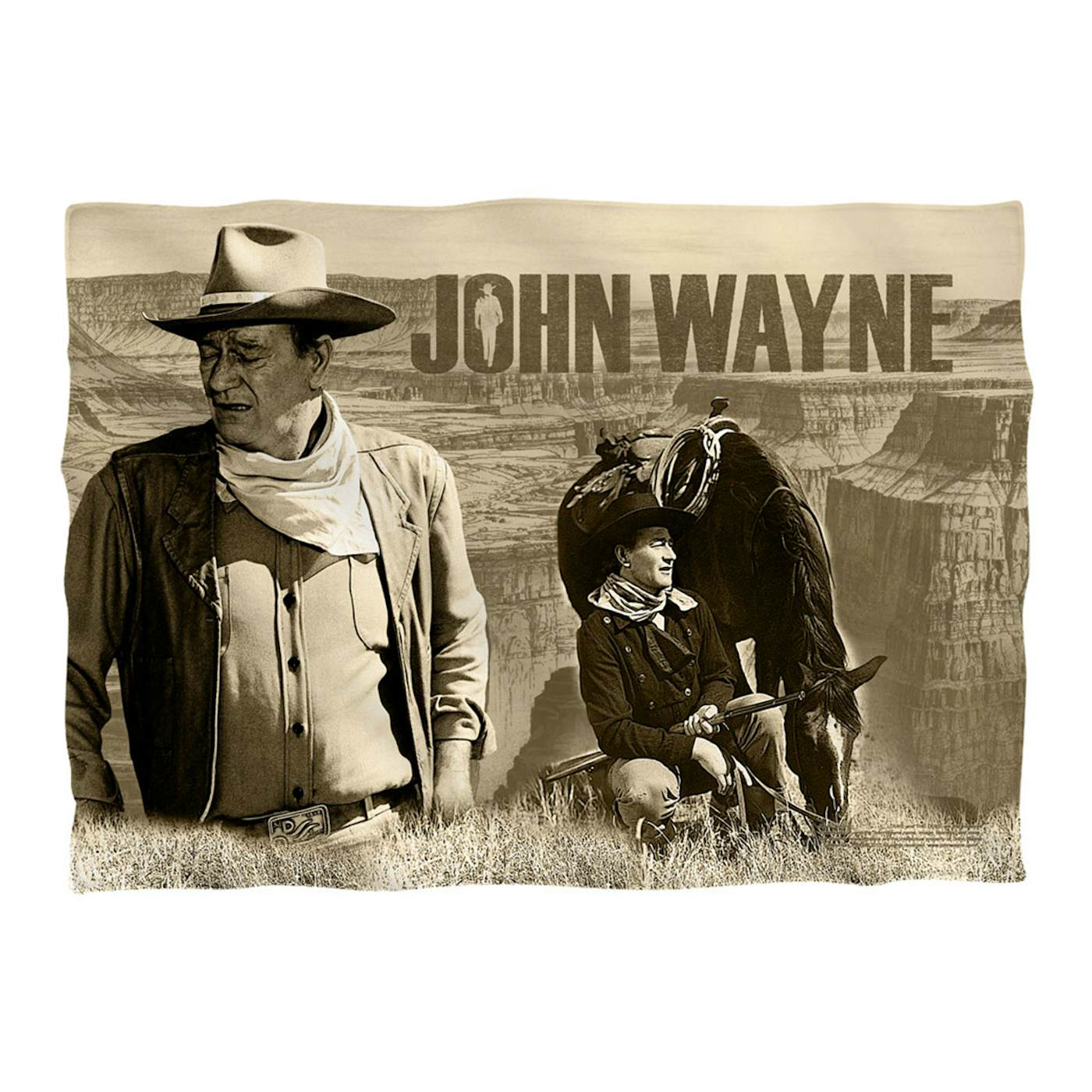 John Wayne Stoic Cowboy Pillow Case