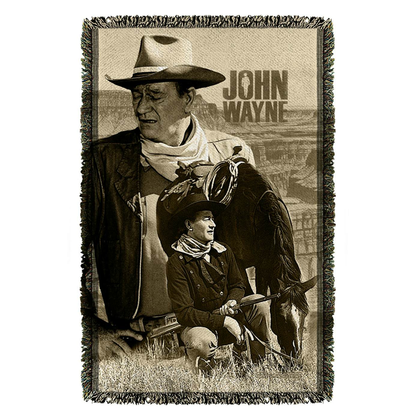 John Wayne Stoic Cowboy Woven Throw