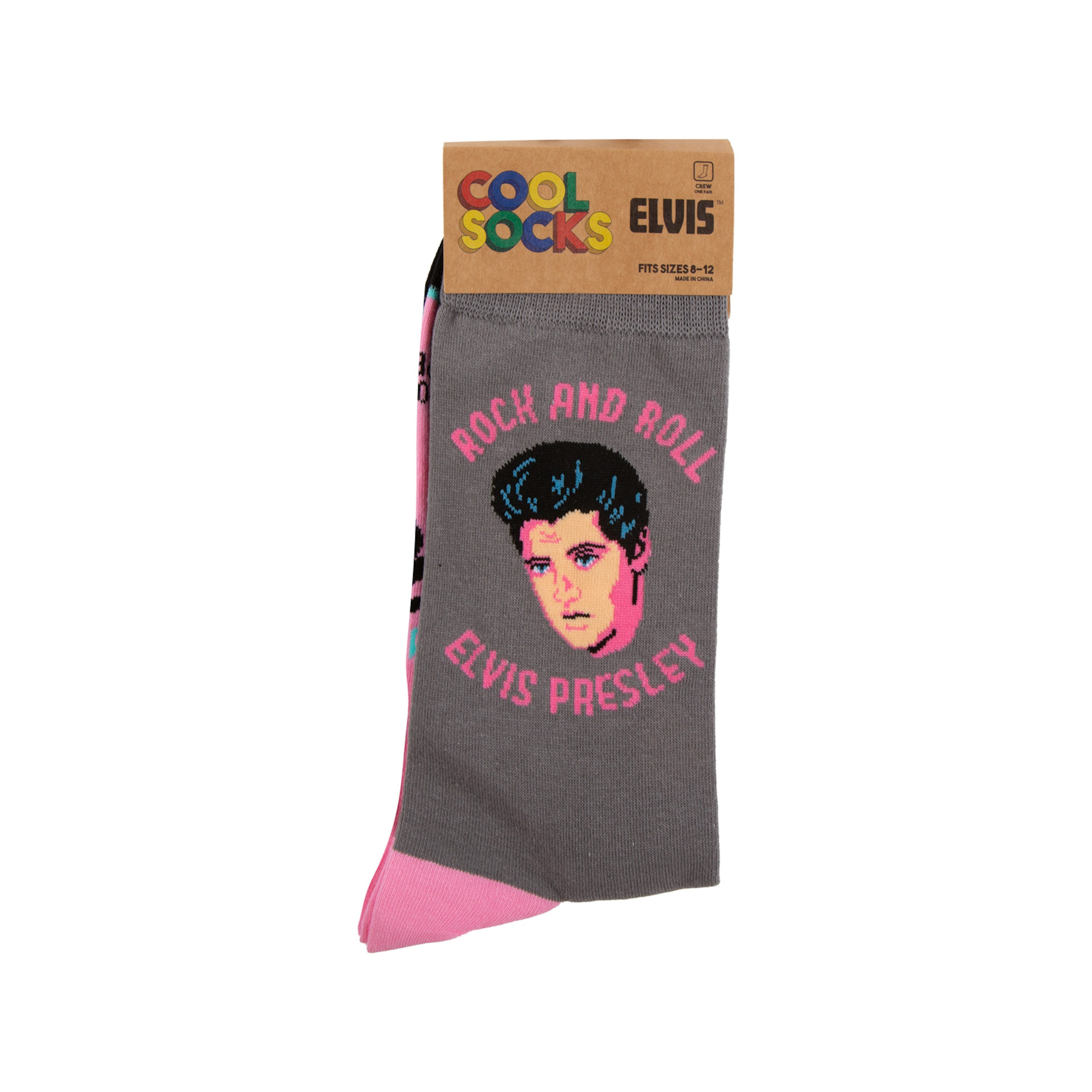 Elvis Presley Rock & Roll Men's Folded Socks - Gray & Pink