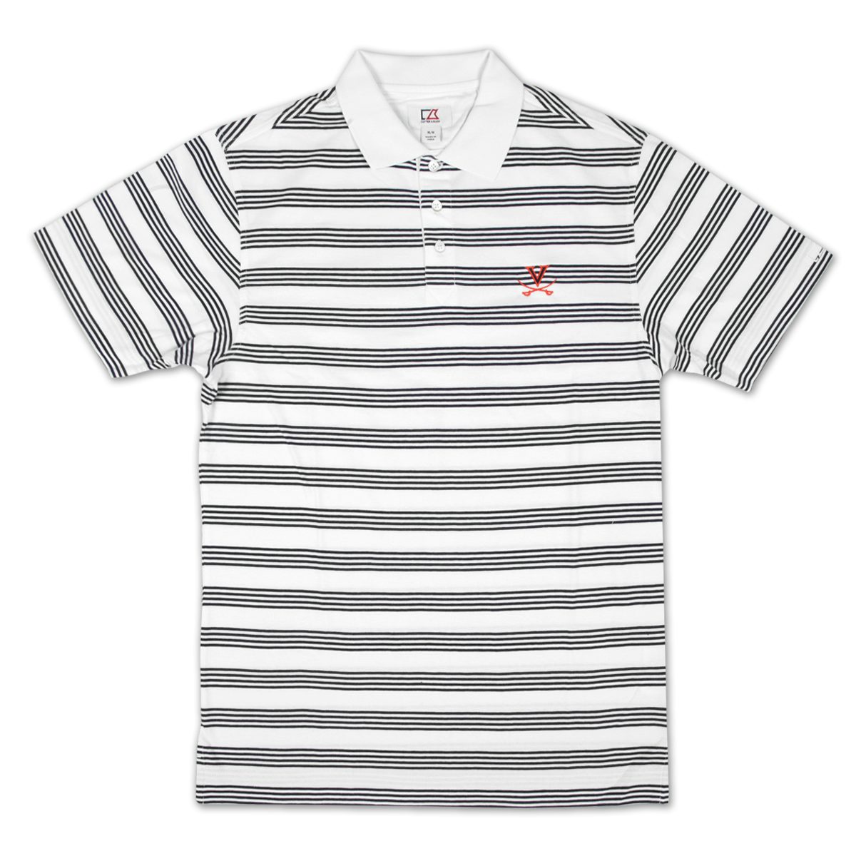 UVA Athletics Cutter & Buck Saber Volley Stripe Polo