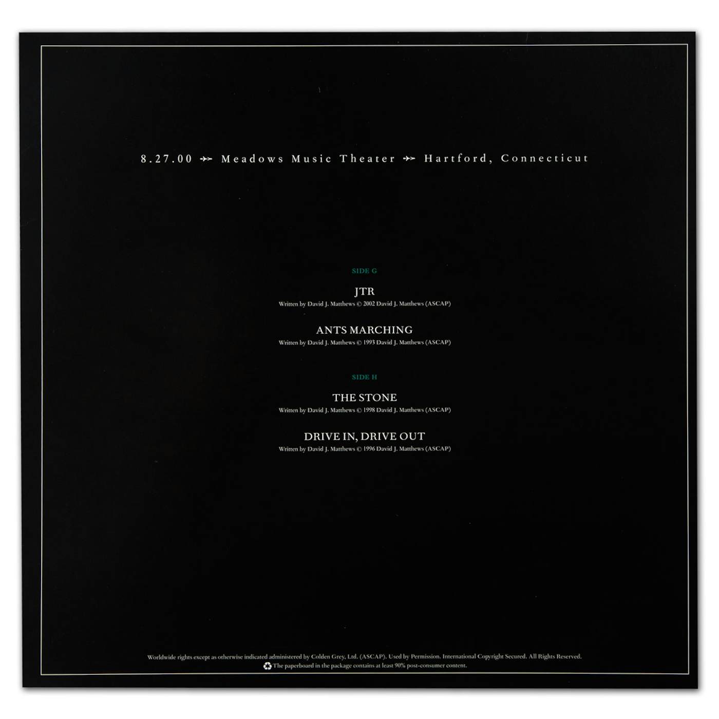 Dave Matthews Band Live Trax Vol. 3: Meadows Music Theatre LP (Vinyl)