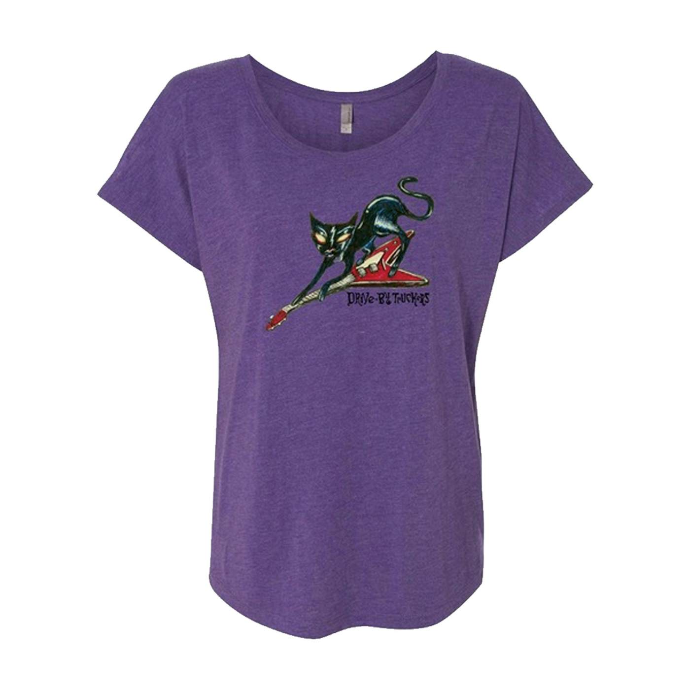 Drive-By Truckers Purple Cat on Flying V T-shirt (Women's)