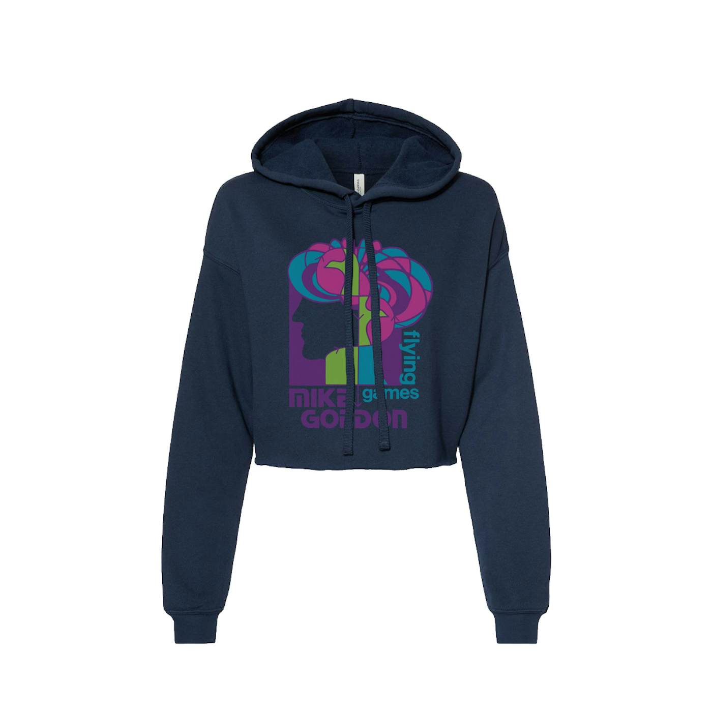Women's Cropped Mike Gordon Flying Games Hoodie on Navy