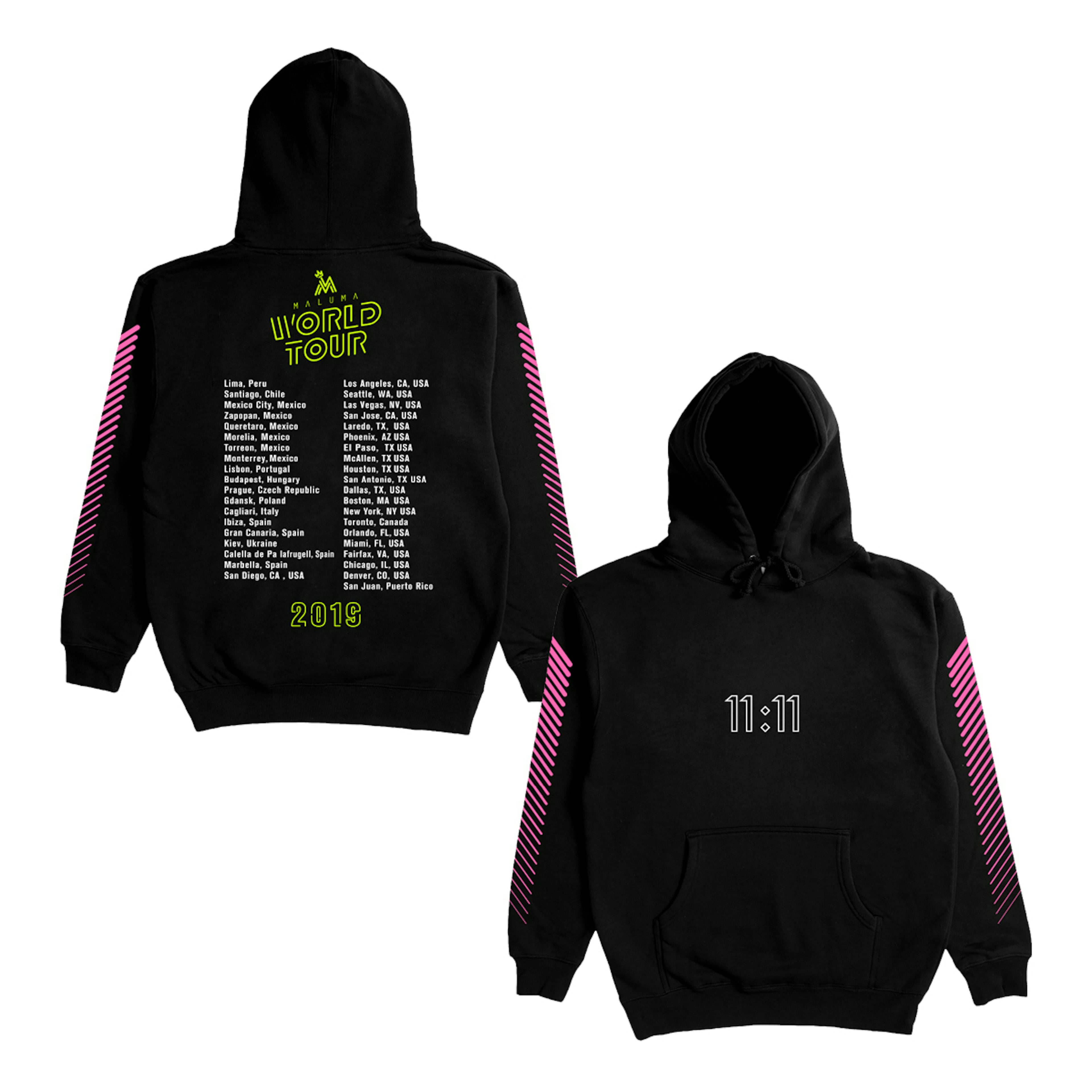 Maluma World Tour Dateback Black Hoodie