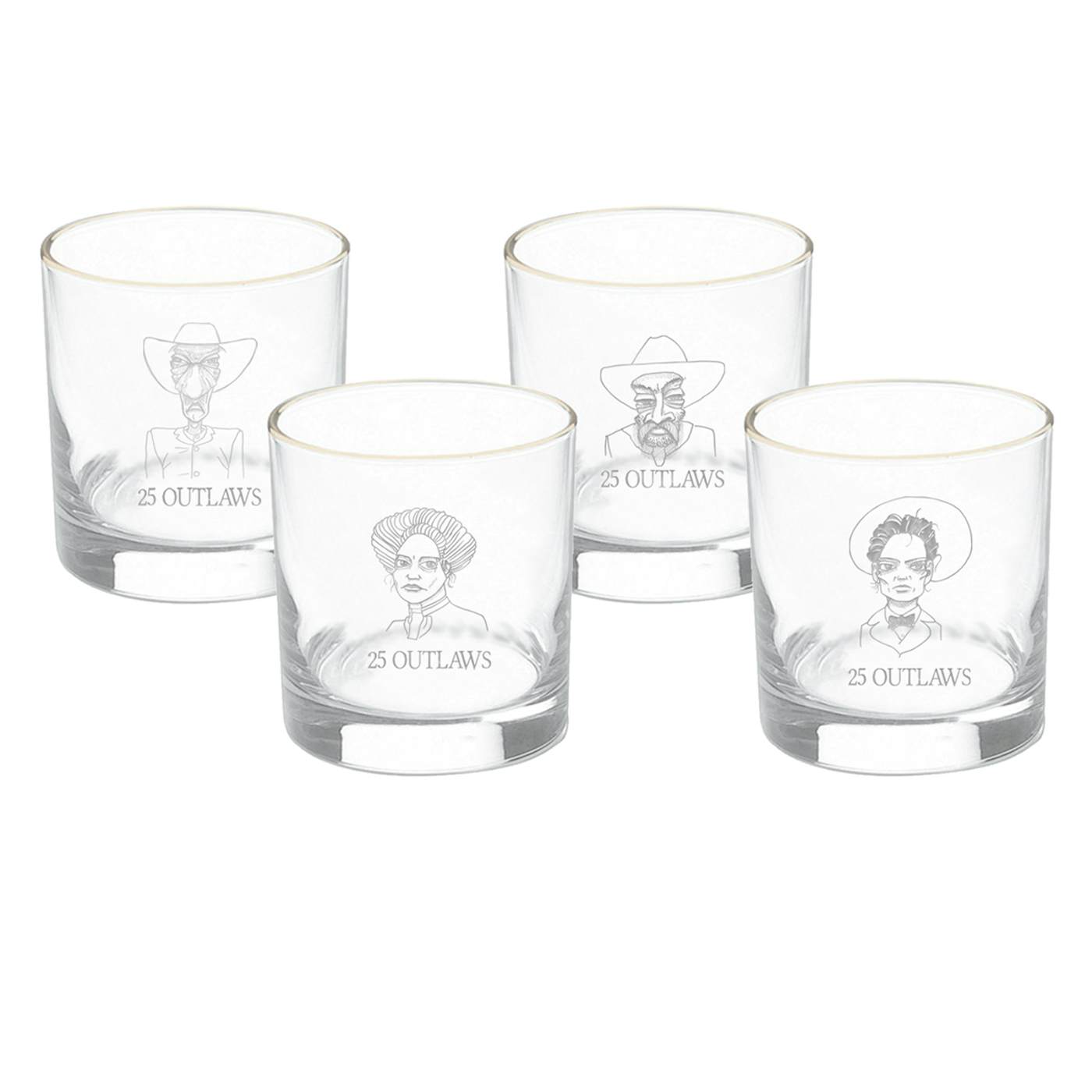 25 Outlaws Whiskey Glass Set