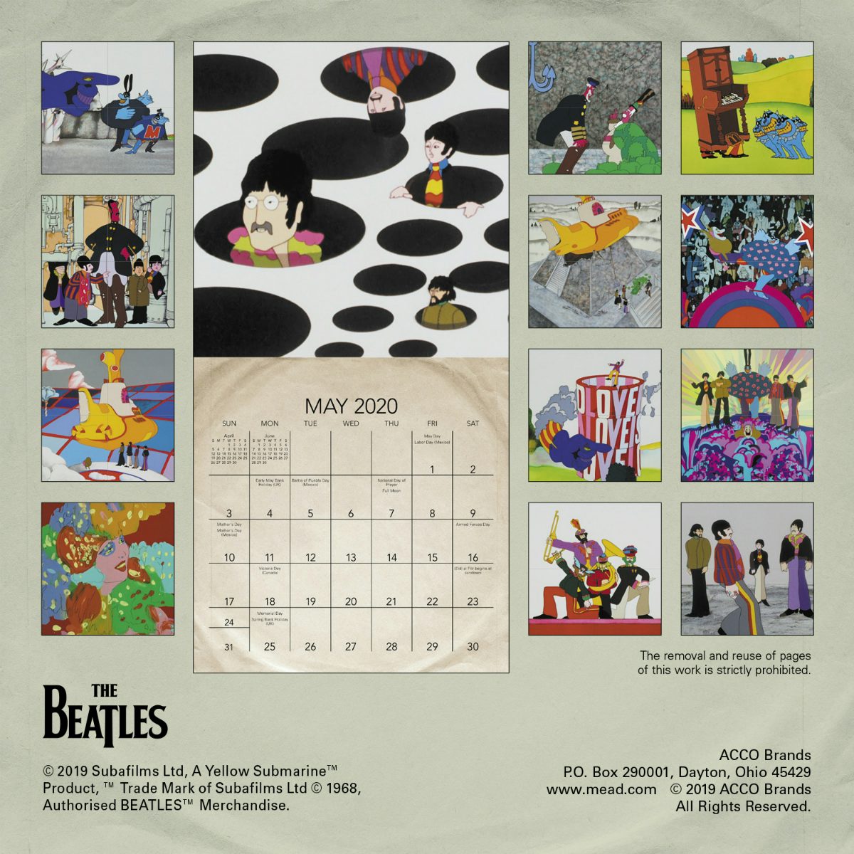 The Beatles Yellow Submarine 2020 Wall Calendar