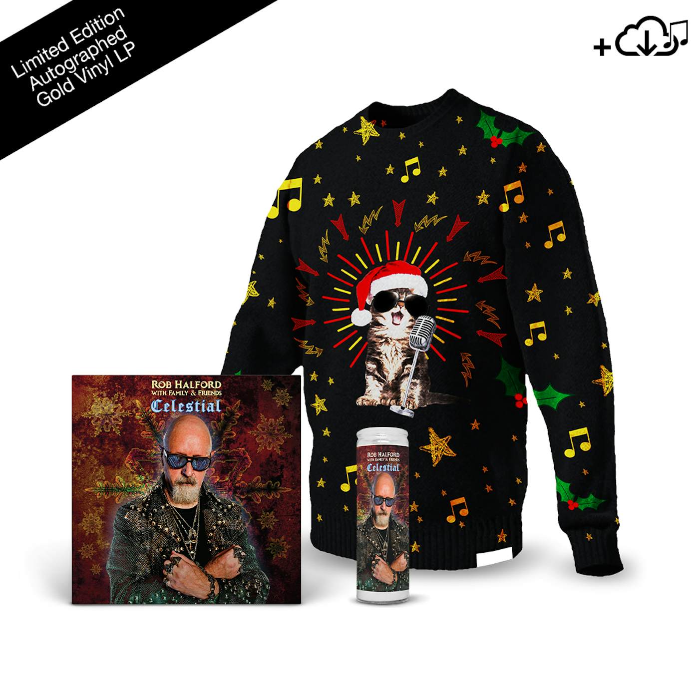 Rob Halford Celestial + Knitted Christmas Sweater + Prayer Candle