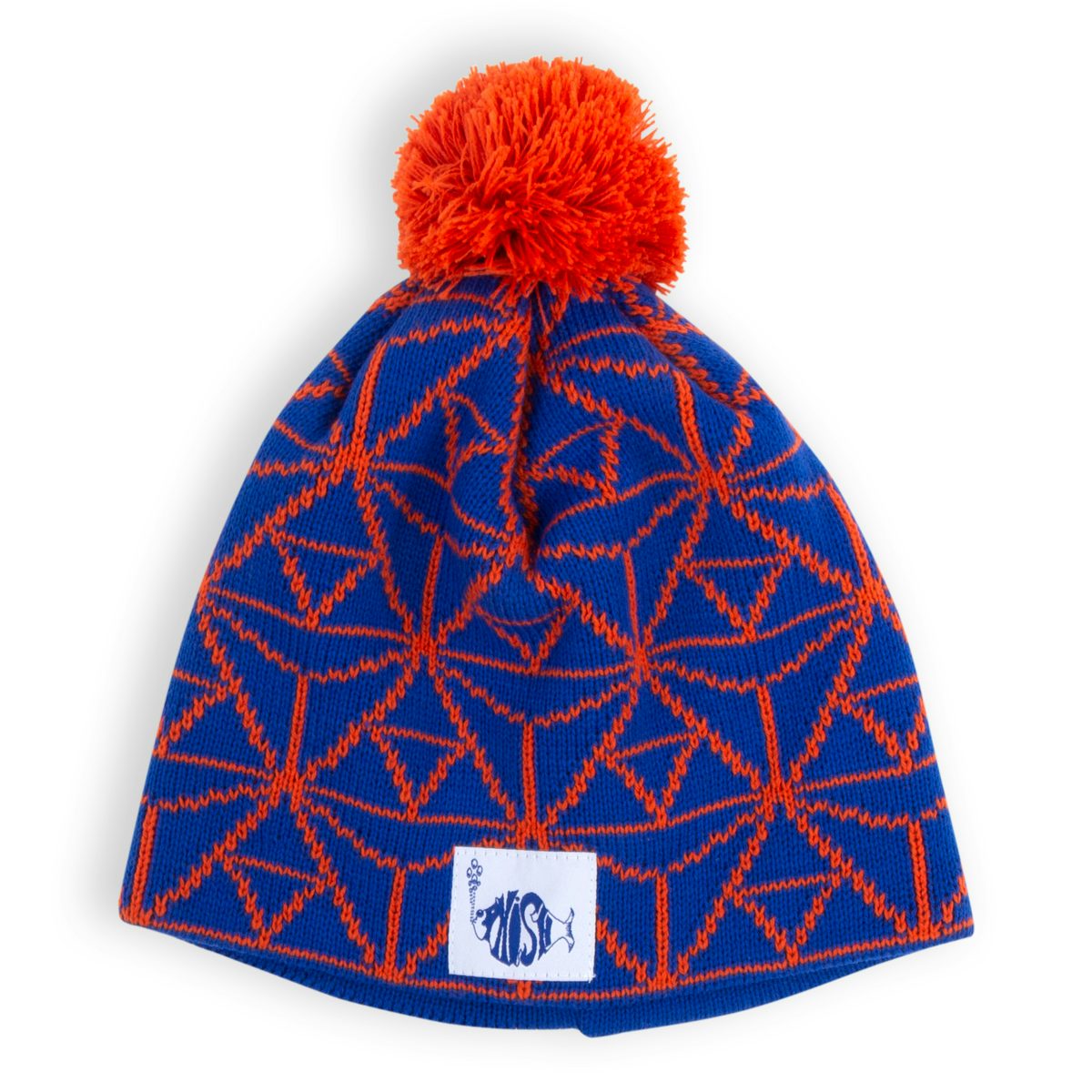Phish Pom Beanie in Orange/Blue