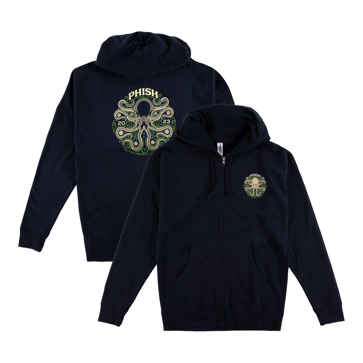 Phish Octopus Spring 2023 Zip Up Hoodie on Navy