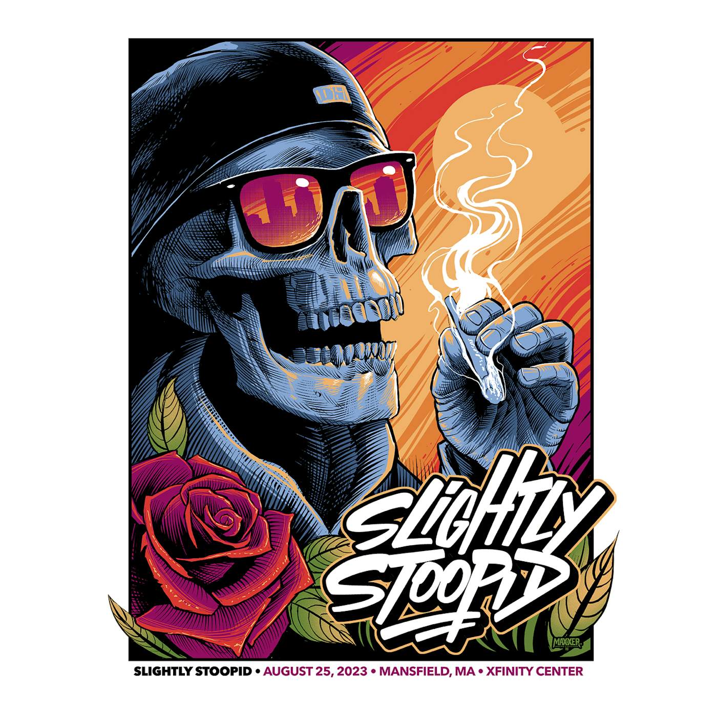 Slightly Stoopid 8/25/23 Mansfield, MA Show Poster by Max Gramajo (Well Traveled)
