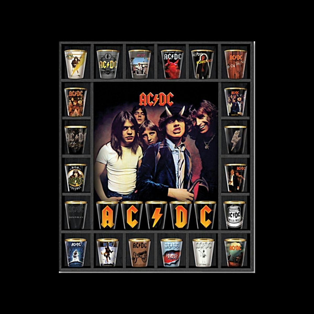 AC/DC Album Covers Shot Glass Collection With Display