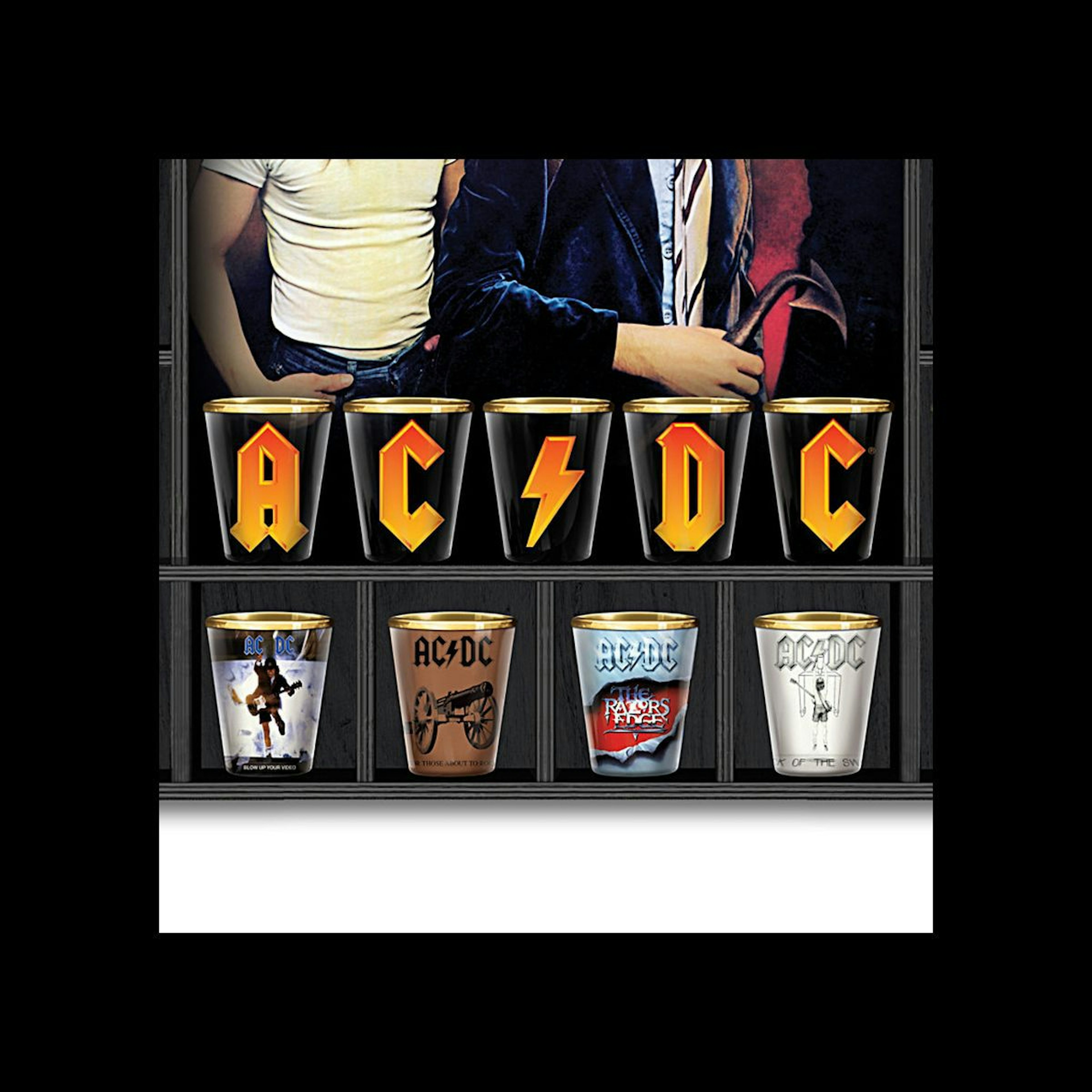 AC/DC Album Covers Shot Glass Collection With Display