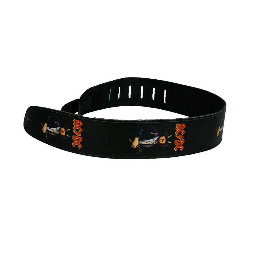 AC/DC Leather Angus Devil Horns Guitar Strap