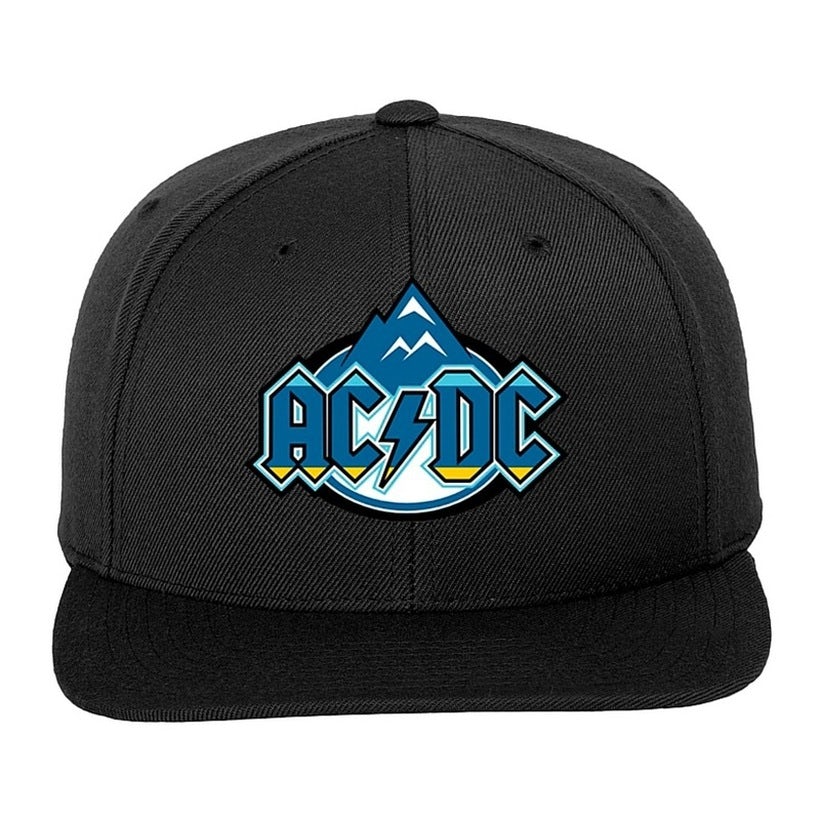 AC/DC All Over Logo Flat Bill Snapback Hat