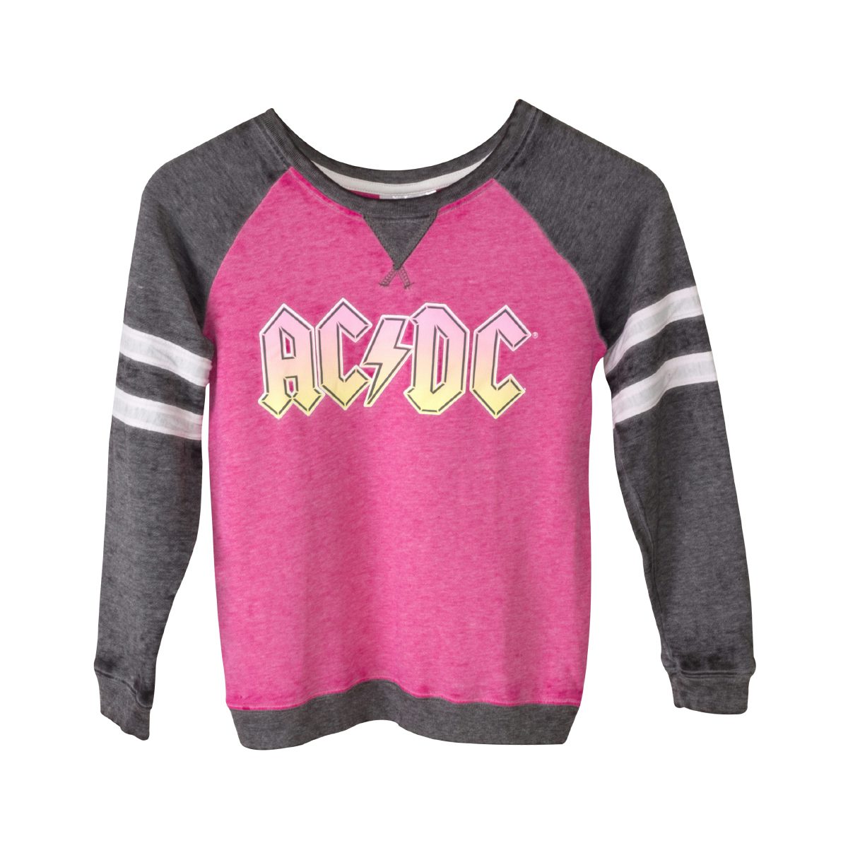 AC/DC Pink Logo Juniors Pink/Grey Sweatshirt