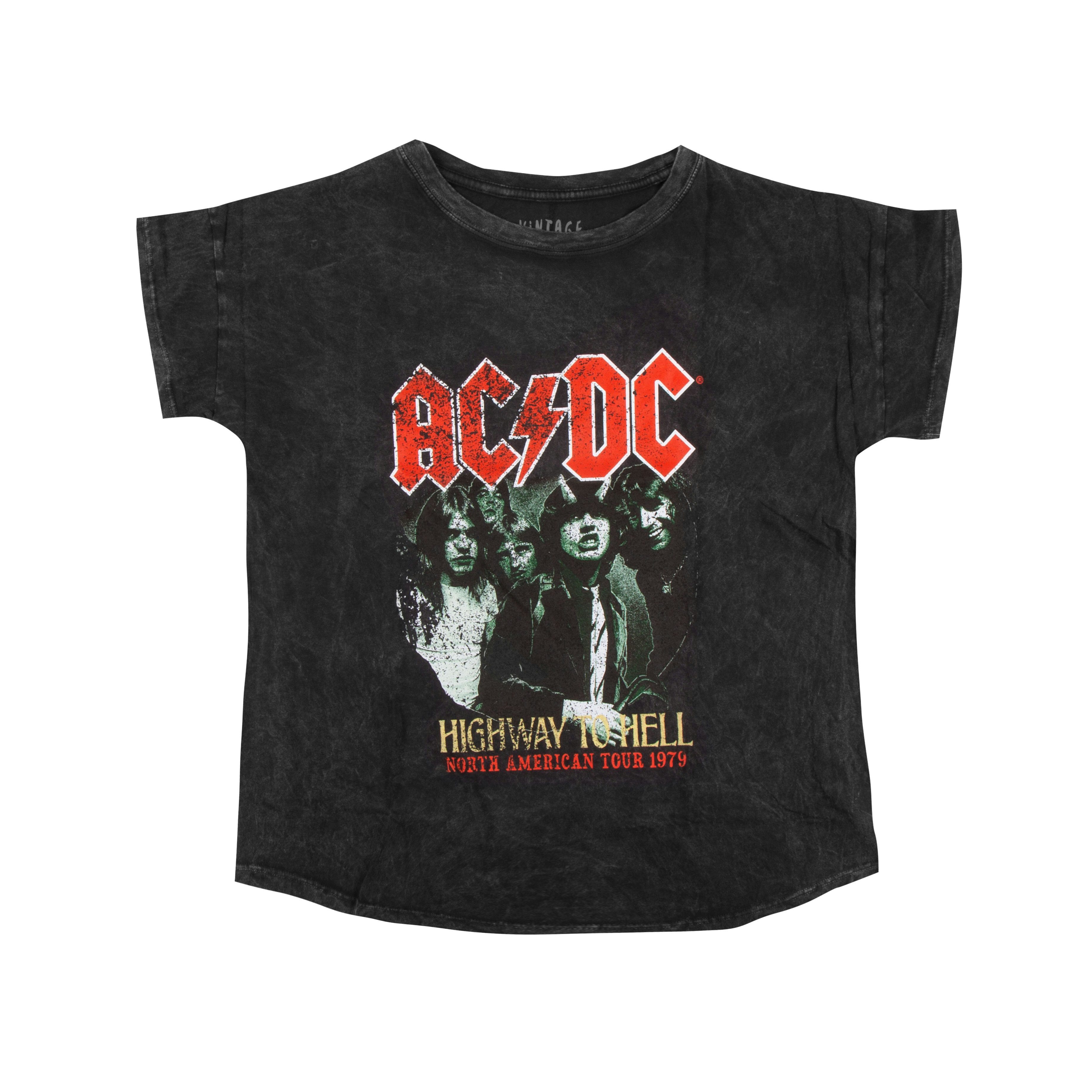 AC/DC Red Logo Highway To Hell Album Cover Charcoal T-Shirt