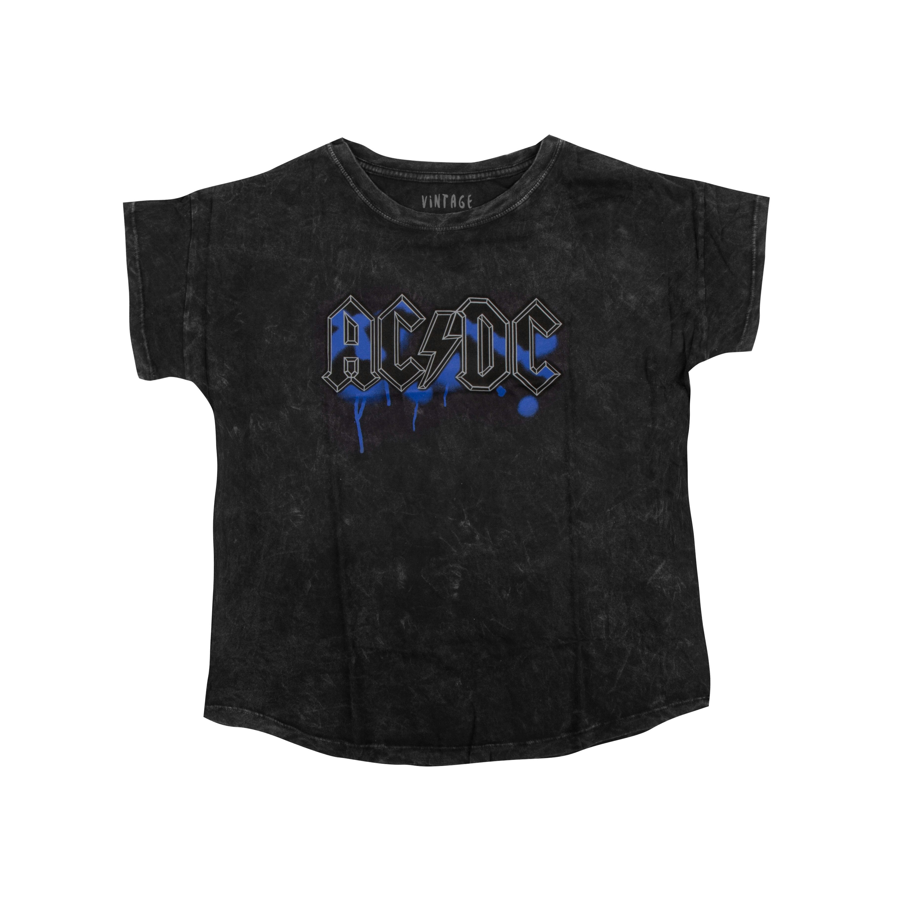 AC/DC Blue Logo Charcoal T-Shirt