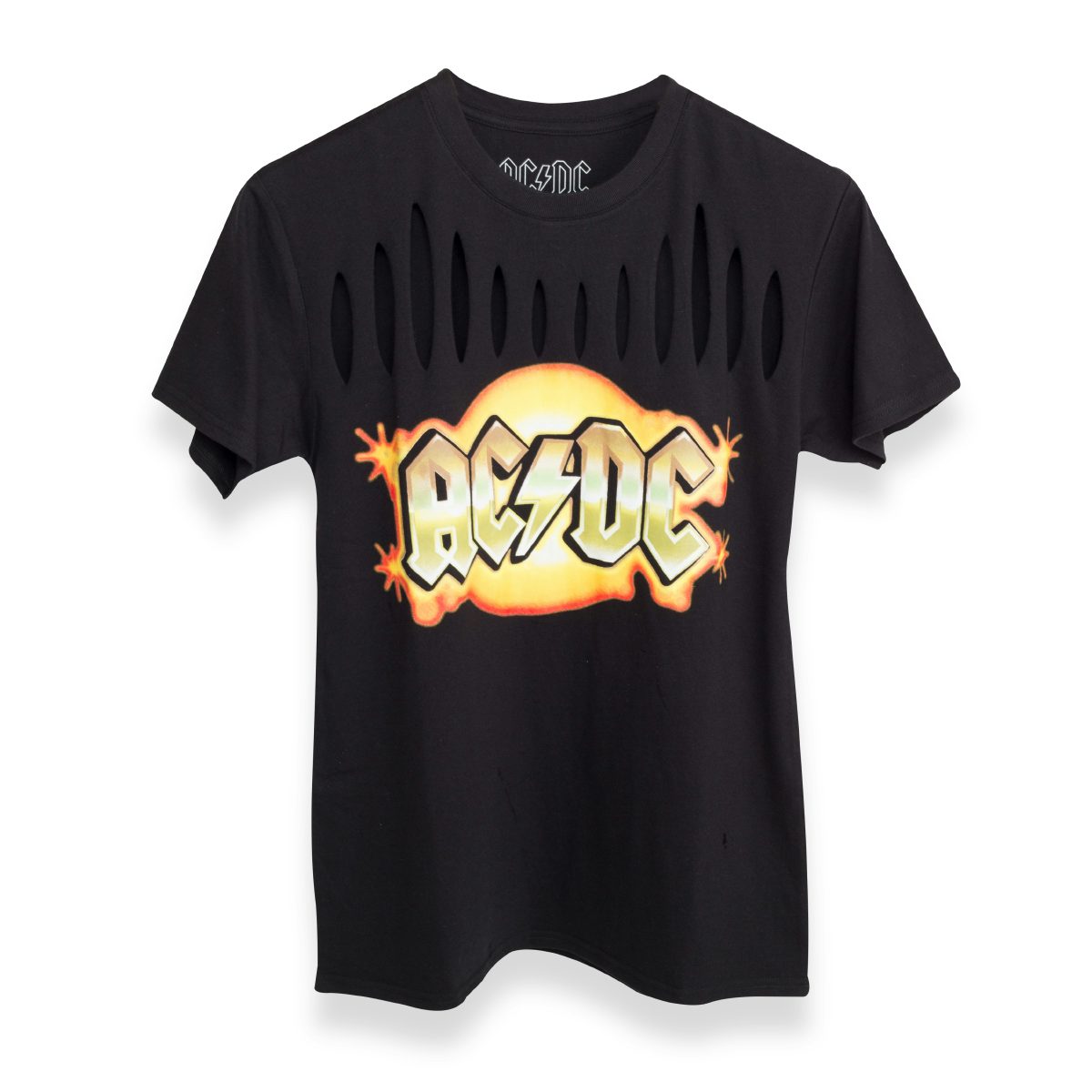 AC/DC Fire Flash Gold Logo Black T-Shirt