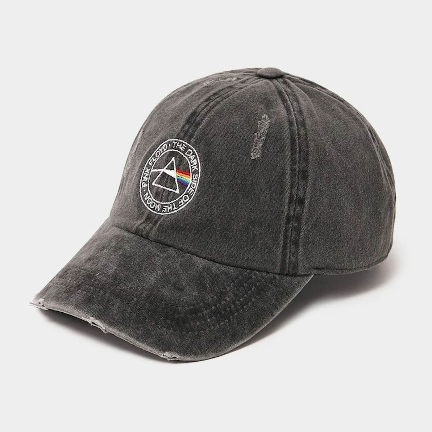 Pink Floyd Embroidered Distressed Denim Cap Charcoal