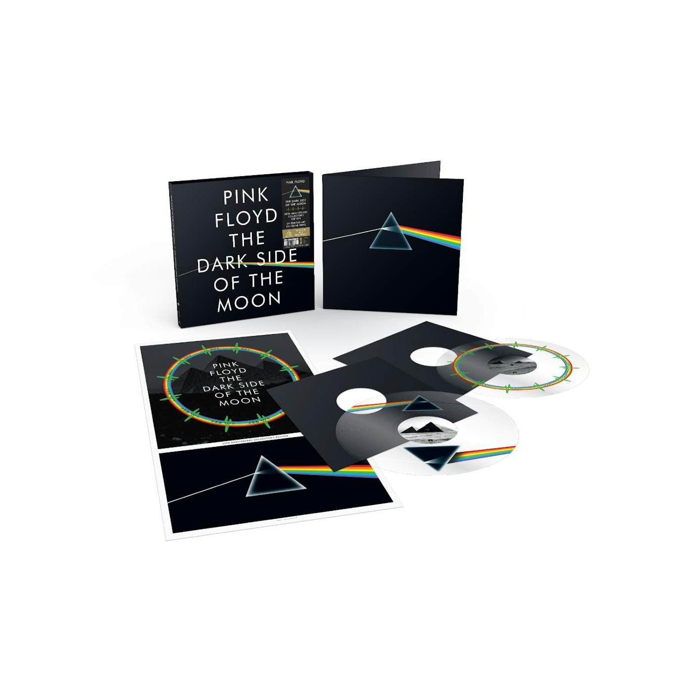 Pink Floyd The Dark Side Of The Moon 50th Anniversary 2 LP UV Printed Clear Vinyl Collector's Edition - 2024 Remaster