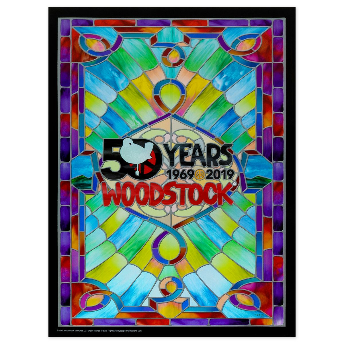 Woodstock Stained Glass 50th Anniversary Foil Poster