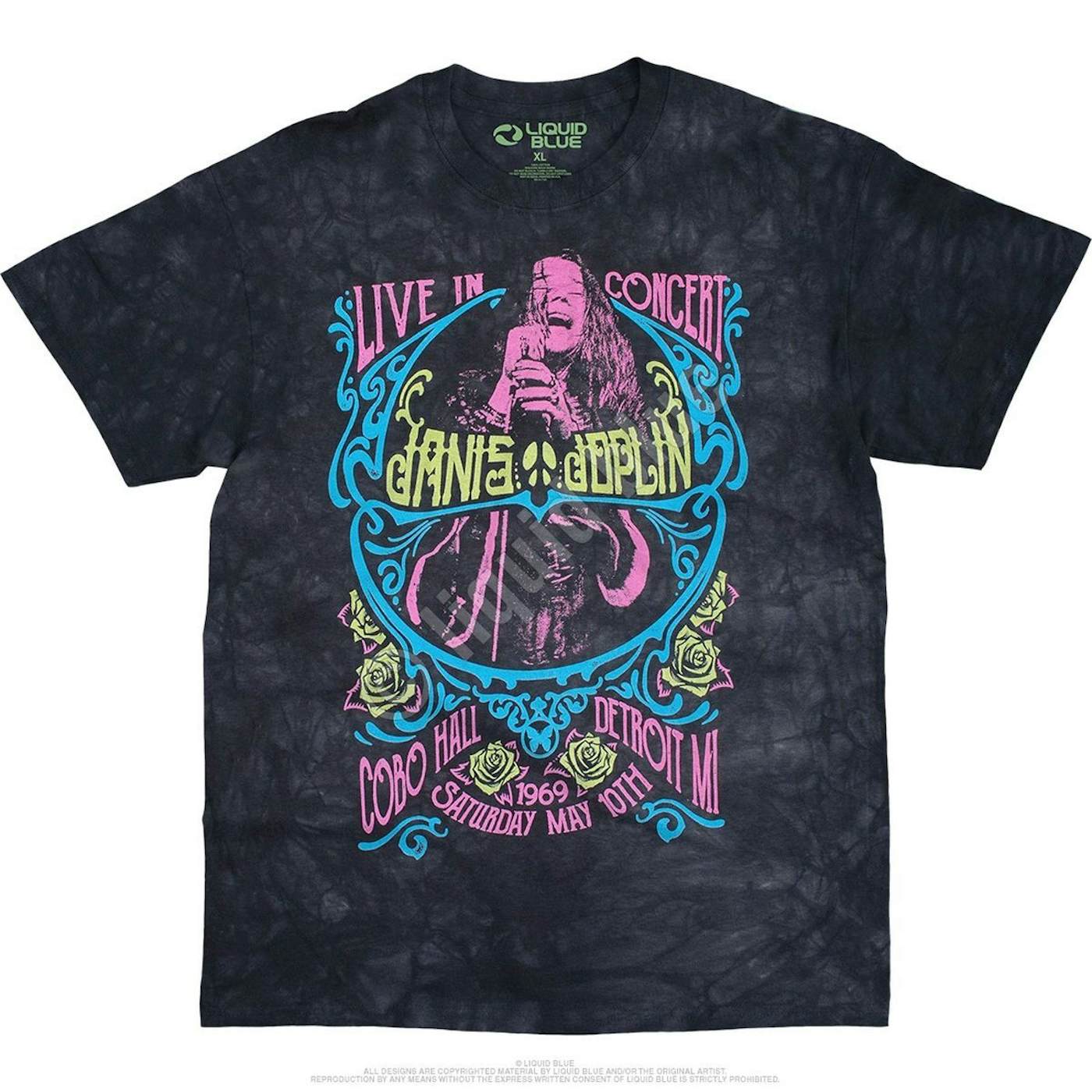 Janis Joplin Detroit 69 Blacklight Tie-Dye T-Shirt