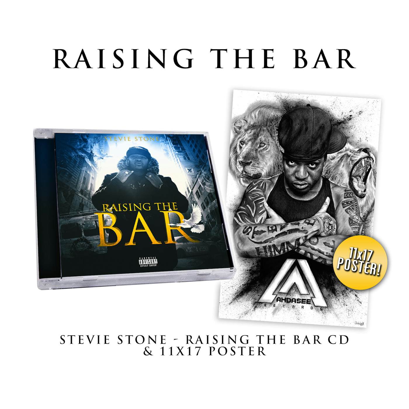 Stevie Stone "Raising the Bar" CD and Poster Autographed Bundle