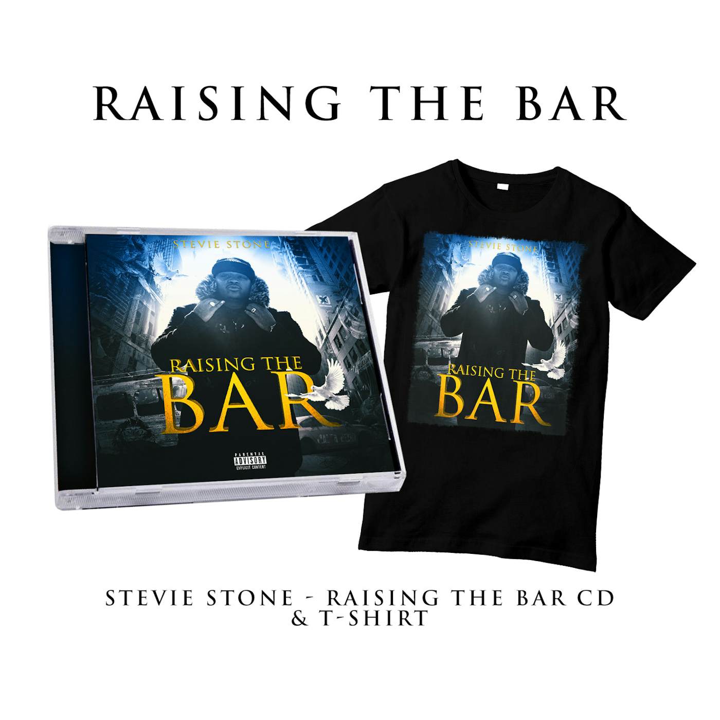 Stevie Stone "Raising the Bar" CD and Shirt Autographed Bundle