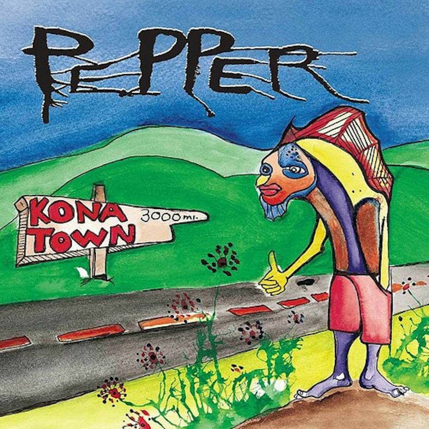 Pepper Kona Town (Red, Green, & Yellow Striped) Vinyl Record