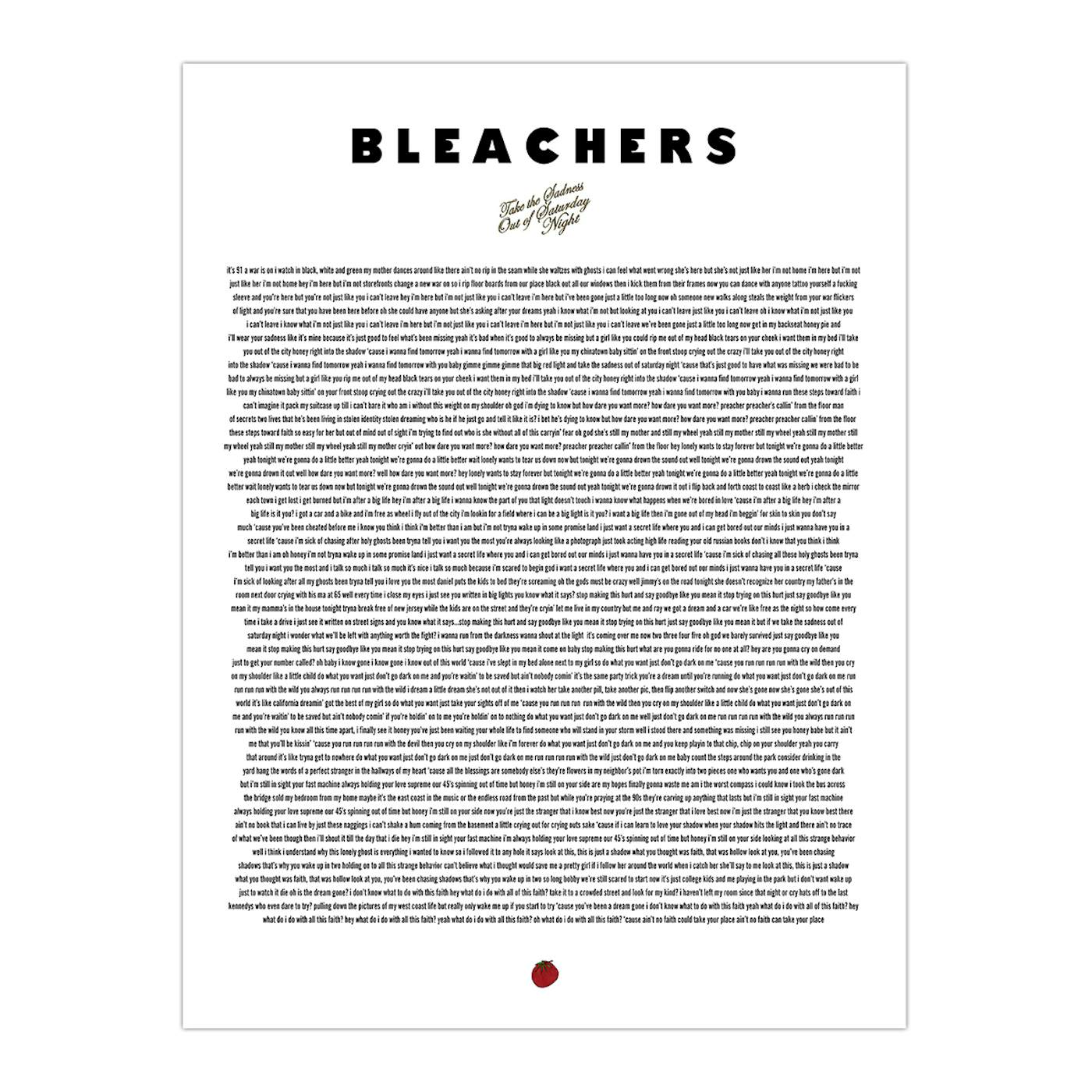 Bleachers TAKE THE SADNESS OUT OF SATURDAY NIGHT FULL ALBUM LYRIC POSTER