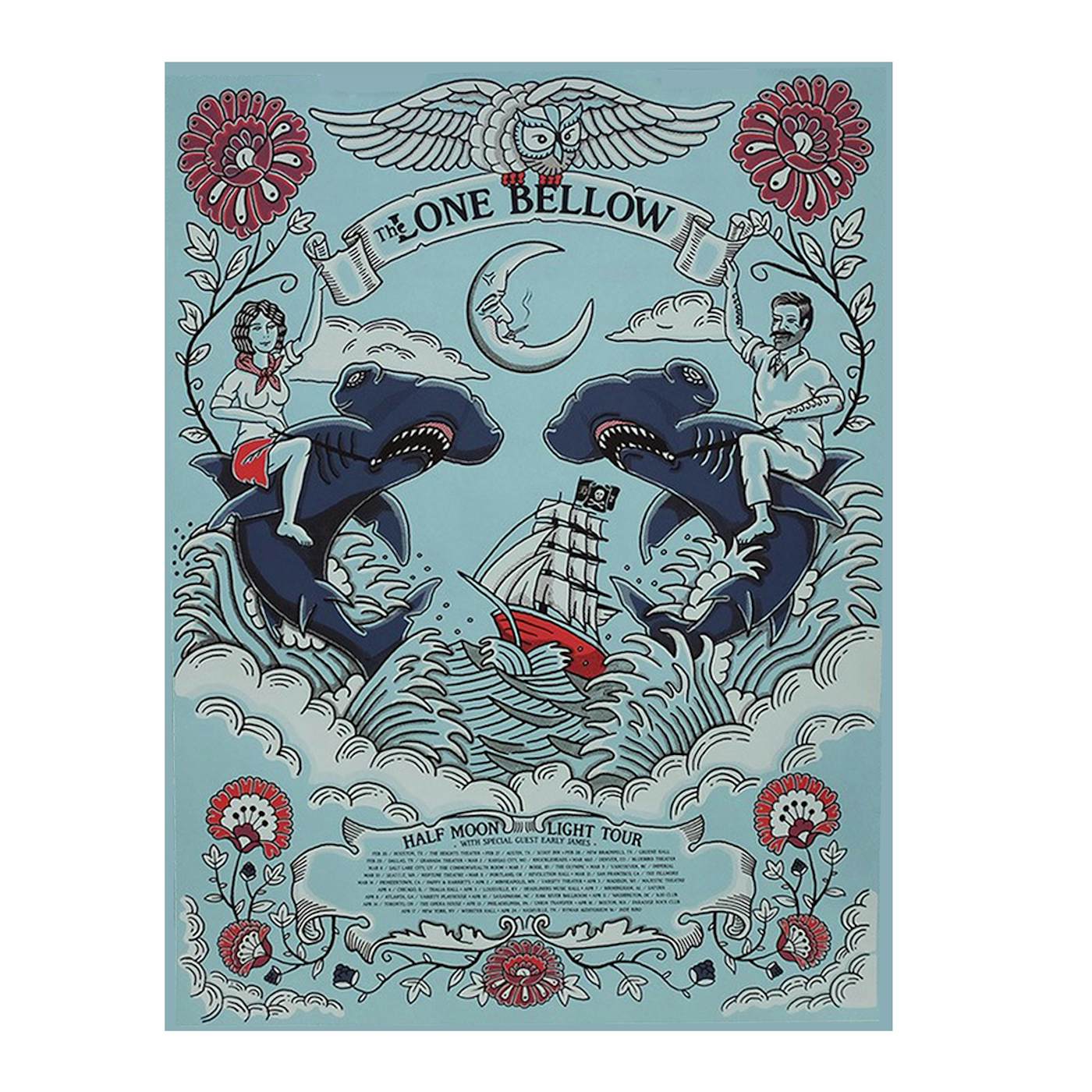 The Lone Bellow 2020 Half Moon Light Tour Poster