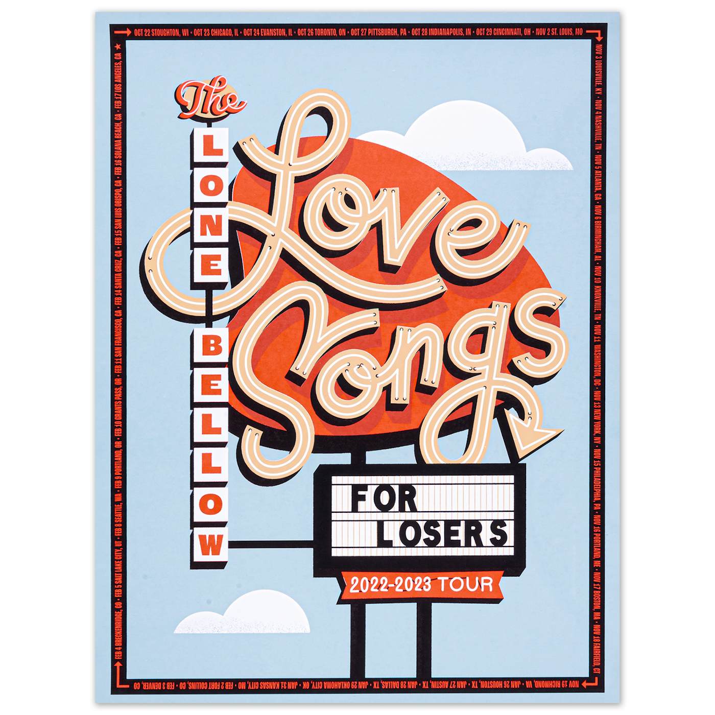 The Lone Bellow Love Songs for Losers ’22-’23 Tour Poster Day