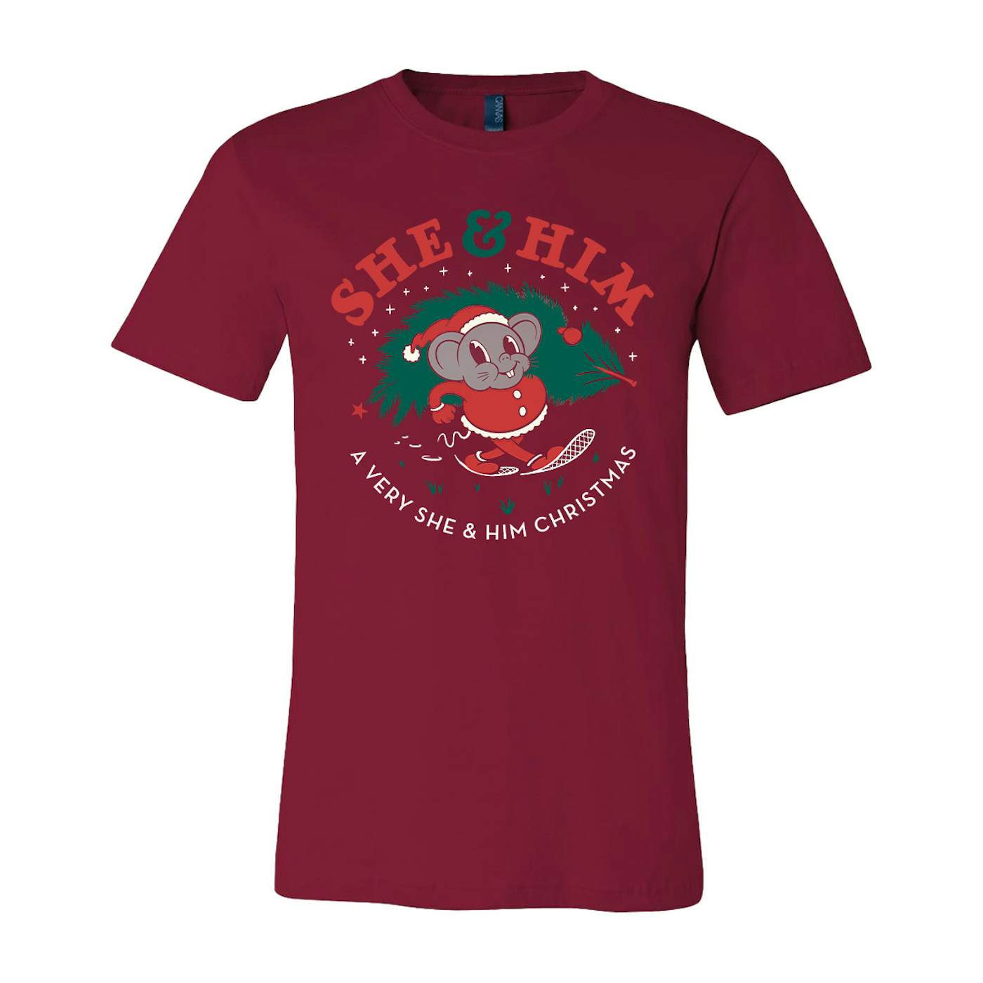 She & Him Unisex Holiday Mouse Tee